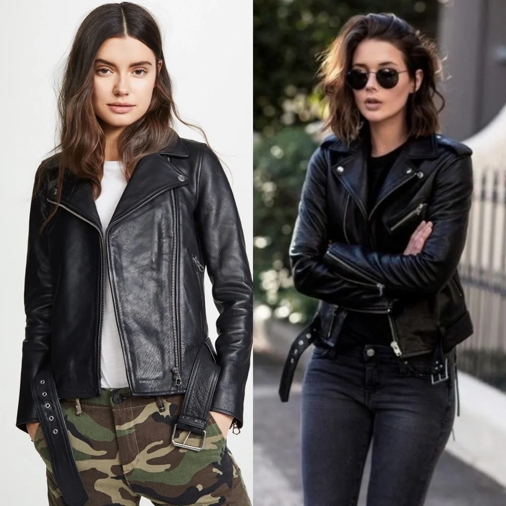Madewell Ultimate Leather Motorcycle Jacket in True Black size med NEW! W/o tags